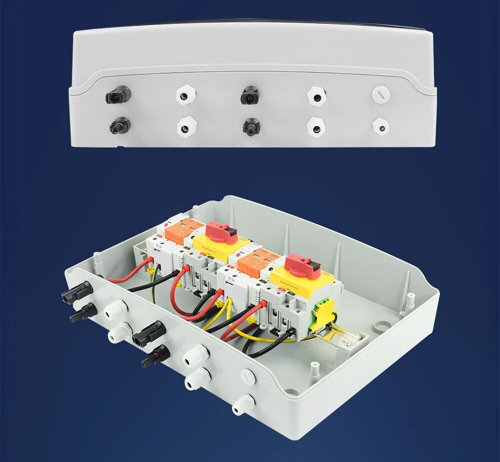 Prewired PV combiner box - 2 in 2 out