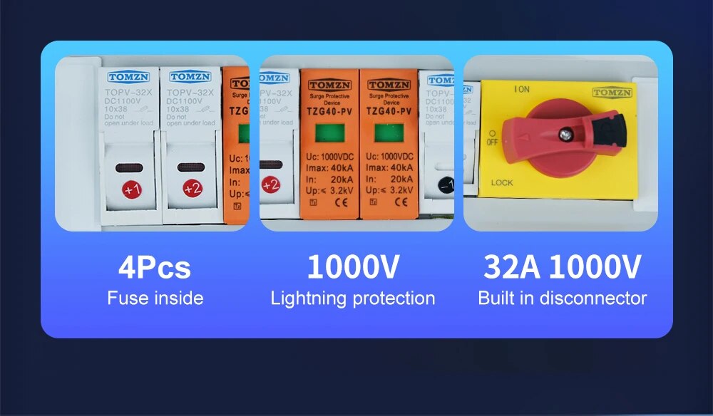 Prewired PV combiner box - 2 in 1 out