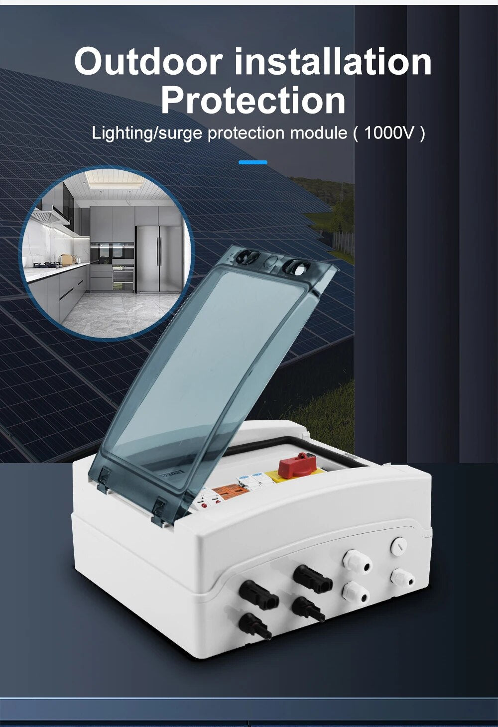 Prewired PV combiner box - 2 in 1 out