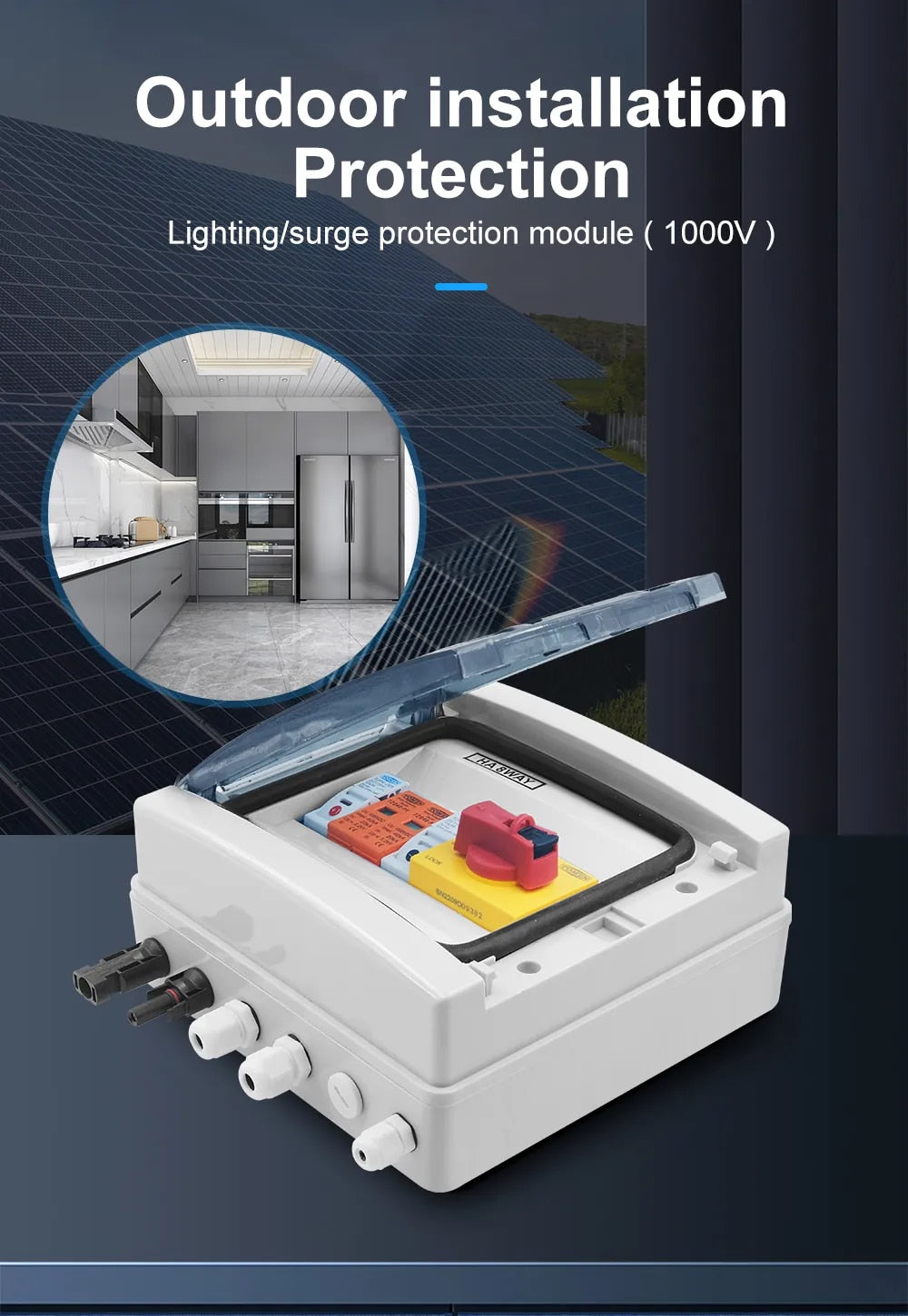 Prewired PV combiner box - 1 in 1 out