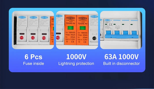 Prewired PV combiner box - 3 in 1 out