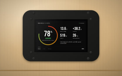 MEDA Powerview RV installed flush in a motorhome wall, charging