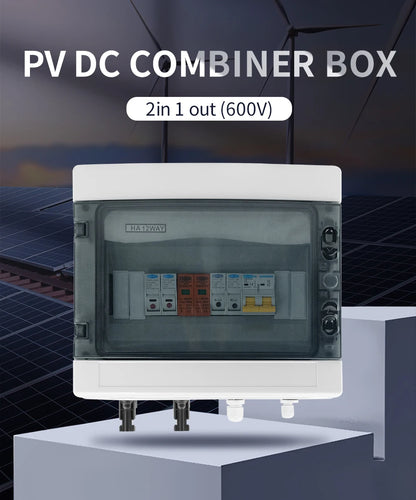 Prewired PV combiner box - 2 in 1 out