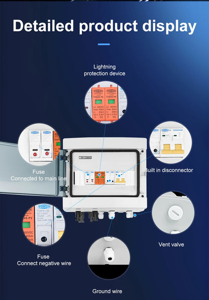 Prewired PV combiner box - 2 in 1 out