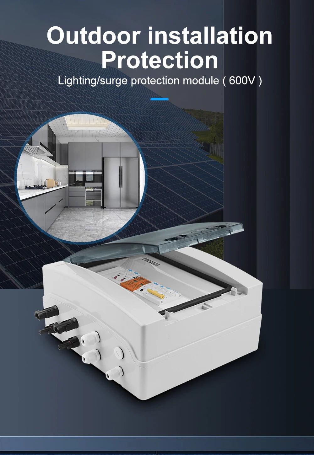 Prewired PV combiner box - 2 in 1 out