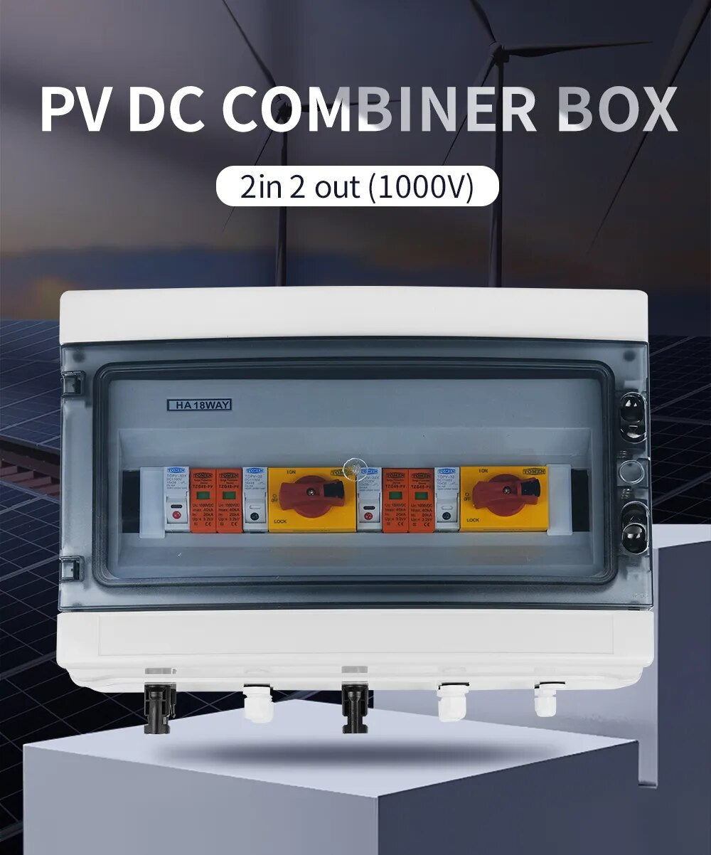 Prewired PV combiner box - 2 in 2 out